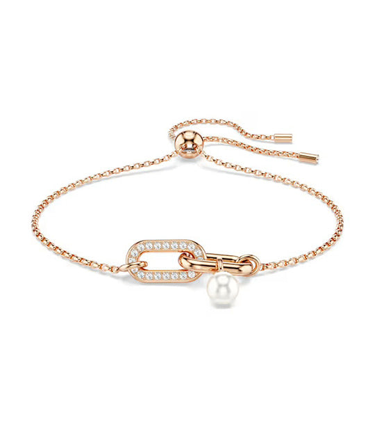 Constella Bracelet Crystal Pearl, Round Cut, Rose Gold-Tone Plated, White