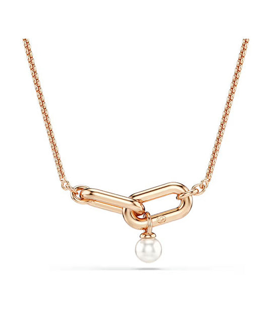 Constella Pendant Crystal Pearl, Round Cut, White, Rose Gold-Tone Plated