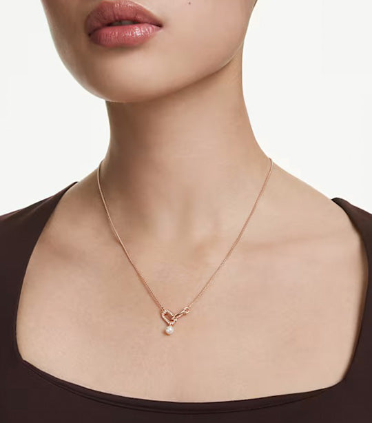 Constella Pendant Crystal Pearl, Round Cut, White, Rose Gold-Tone Plated