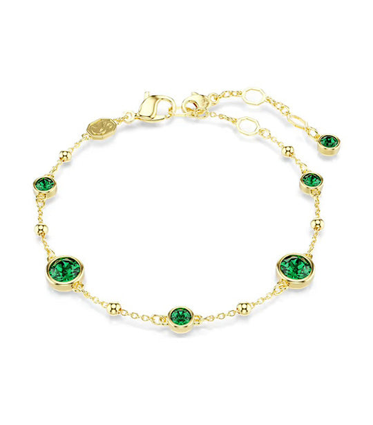 Imber Bracelet Round Cut, Green, Gold-Tone Plated