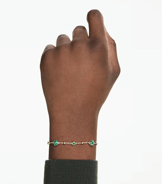 Imber Bracelet Round Cut, Green, Gold-Tone Plated