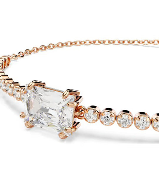Matrix Bracelet Mixed Cuts, White, Rose Gold-Tone Plated