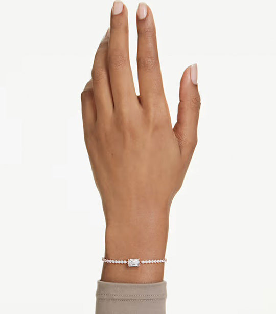 Matrix Bracelet Mixed Cuts, White, Rose Gold-Tone Plated