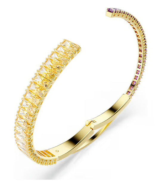 Matrix Bangle Mixed Cuts, Multicolored, Gold-Tone Plated