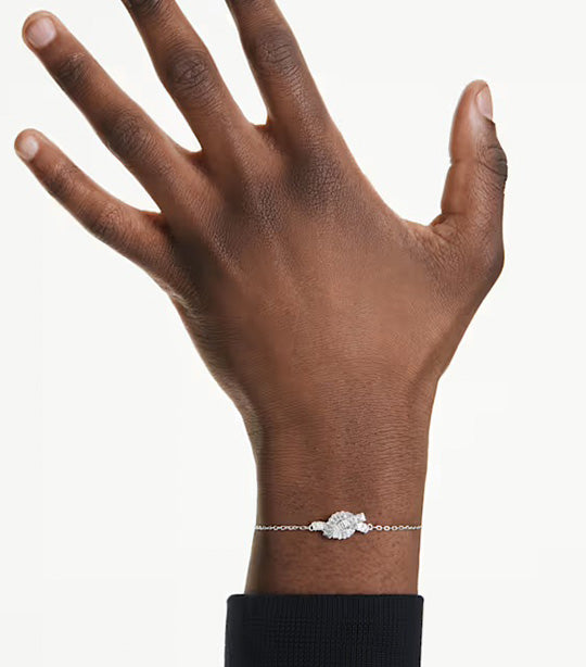 Matrix Bracelet Baguette Cut, Knot, White, Rhodium Plated