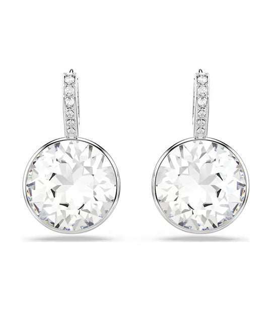 Millenia Drop Earrings Round Cut, White, Rhodium Plated