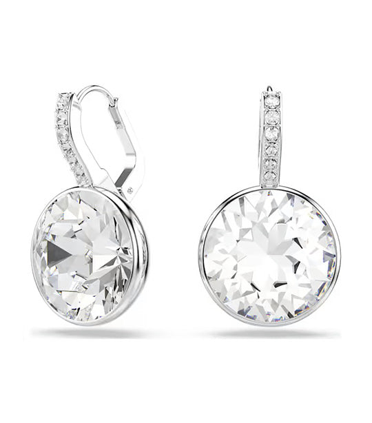 Millenia Drop Earrings Round Cut, White, Rhodium Plated