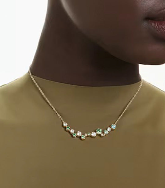 Constella Necklace Mixed Cuts, Green, Gold-Tone Plated