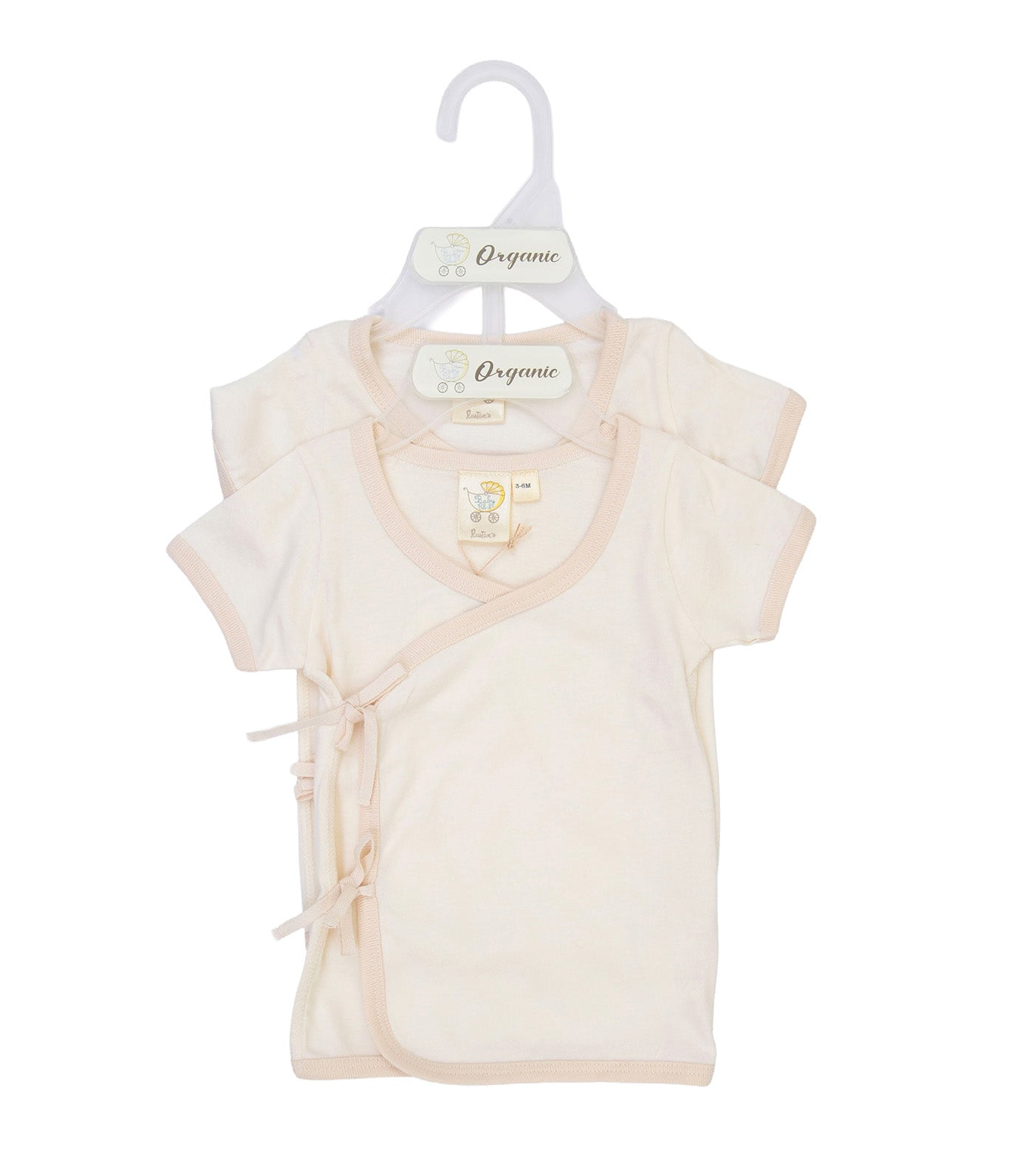 2pcs Shortsleeve Tie Side - Organic Layettes Beige