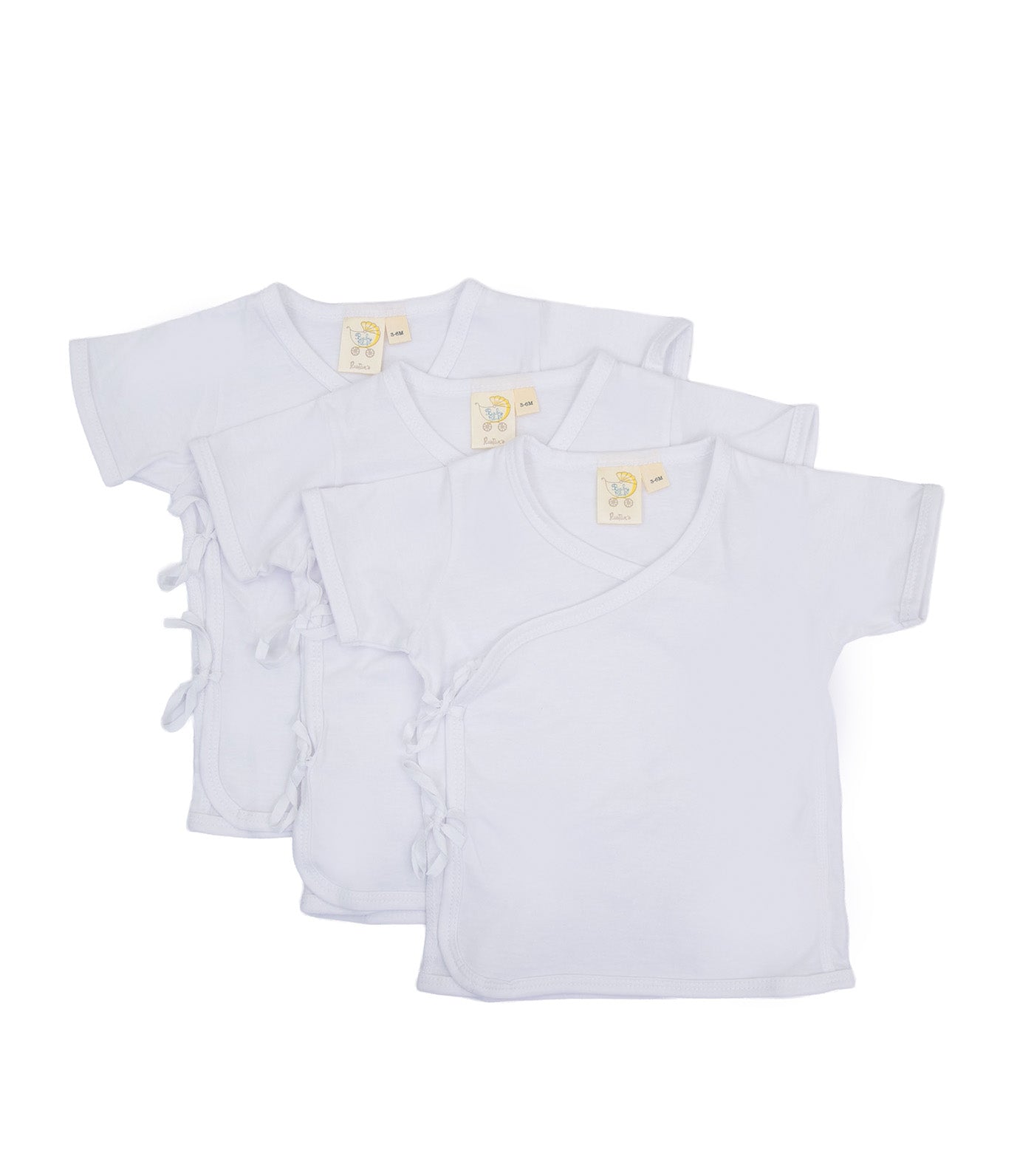 Short Sleeves Tie Side 3pcs Sanitized White
