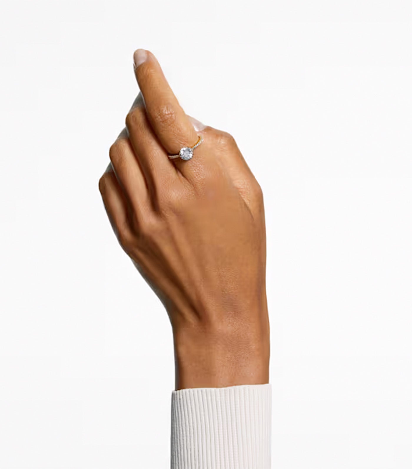 Stilla Cocktail Ring Round Cut, Pavé, White, Gold-Tone Plated