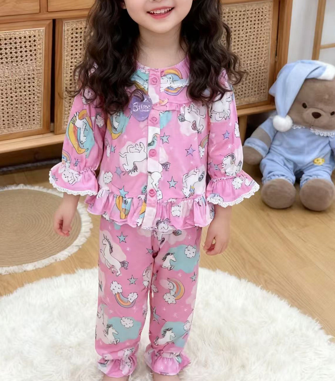 Sabrini Unicorn Loungewear Long Sleeves with Pants Pink