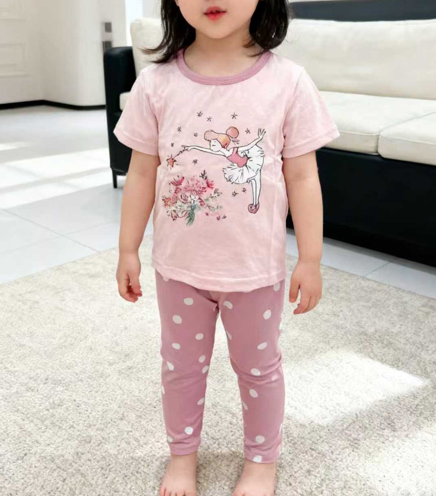 Sabrini Ballet Loungewear Short Sleeves with Pants Pink