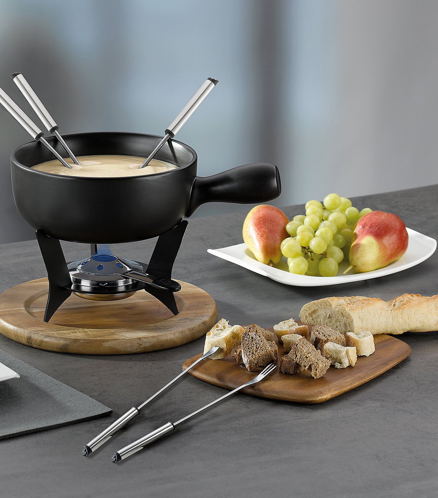 10pcs. Cheese Fondue-Set Black