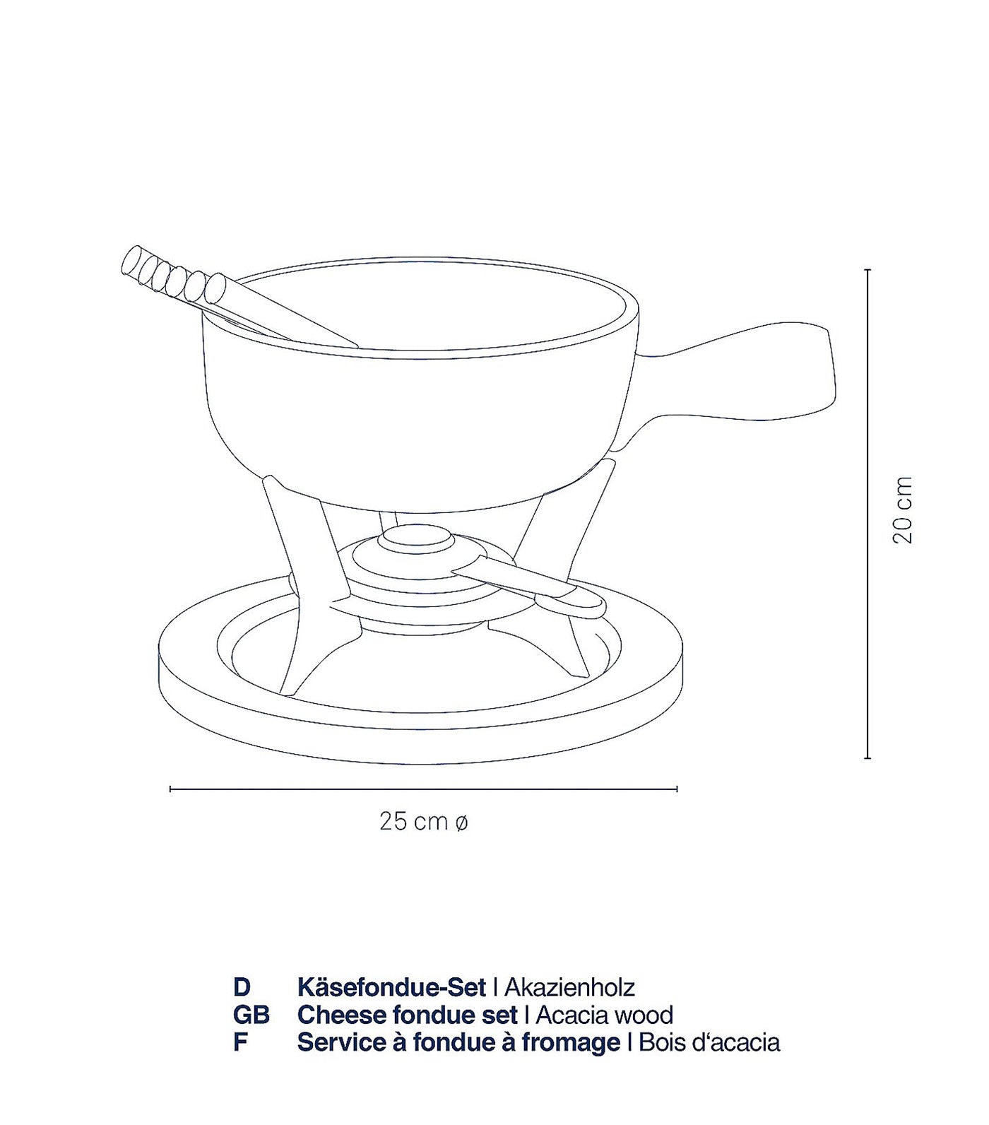 10pcs. Cheese Fondue-Set Black
