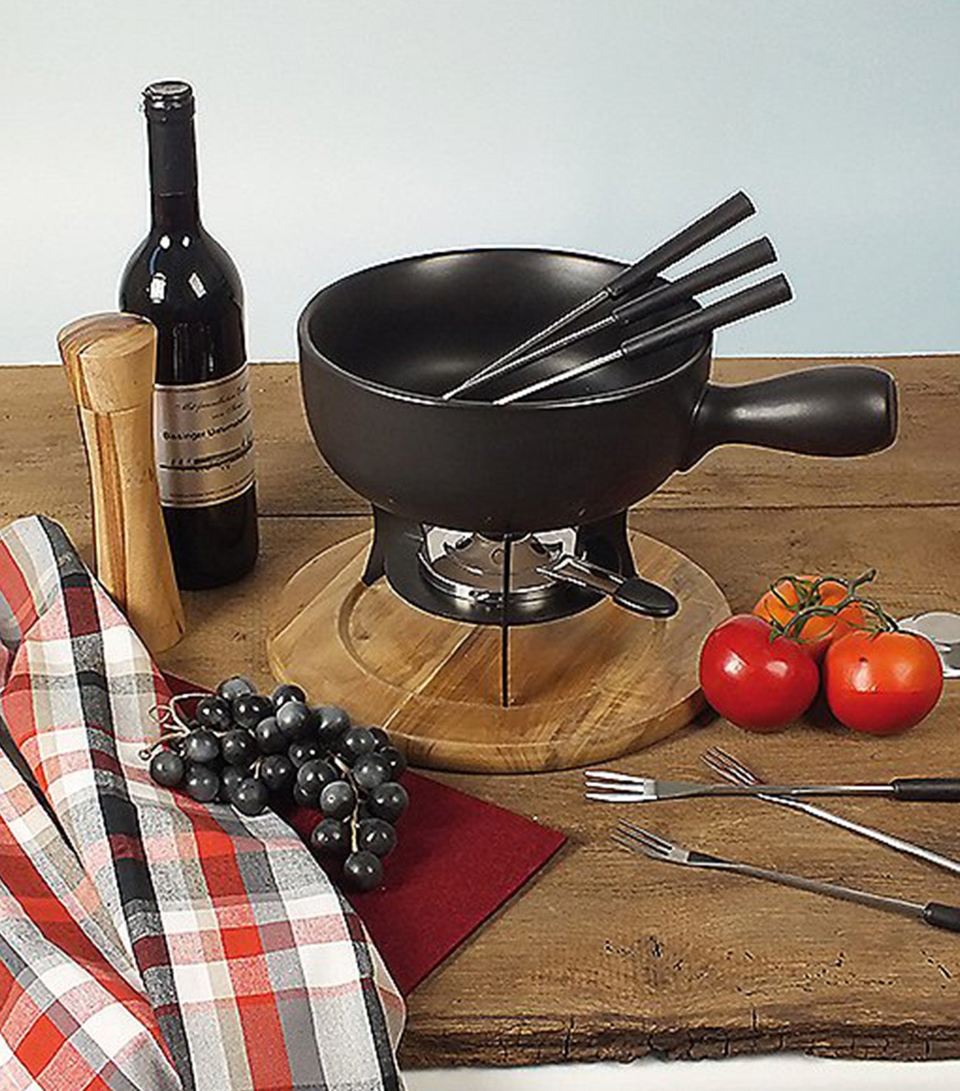 10pcs. Cheese Fondue-Set Black