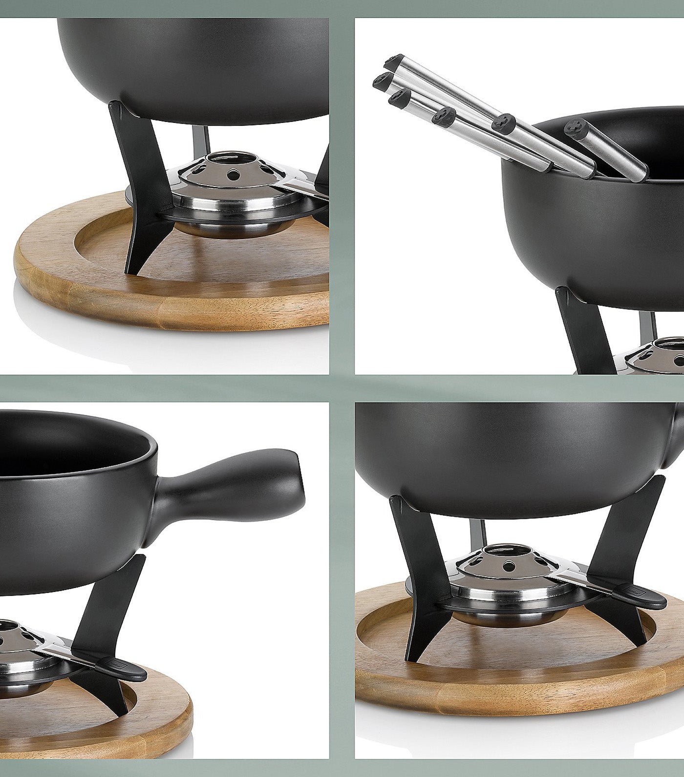 10pcs. Cheese Fondue-Set Black