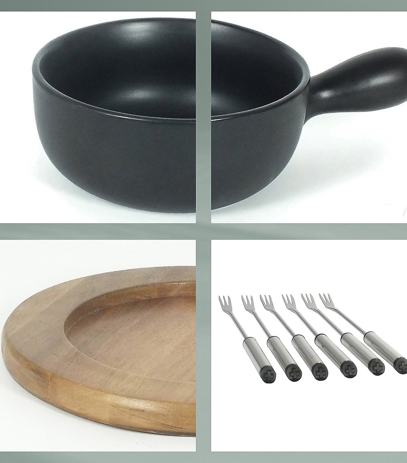 10pcs. Cheese Fondue-Set Black