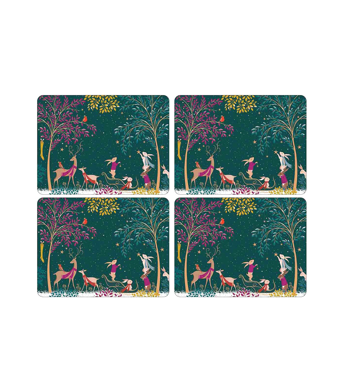 Sara Miller Woodland Tales Large Placemats Set of 4 Deer & Robin