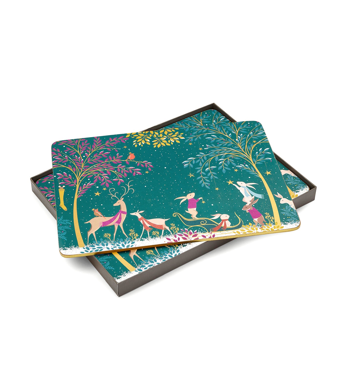 Sara Miller Woodland Tales Large Placemats Set of 4 Deer & Robin