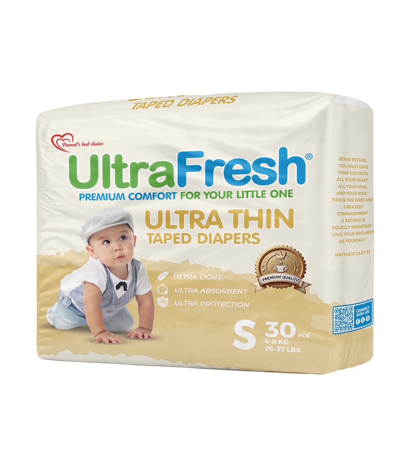 UltraFresh Ultra Thin Taped Diapers - 30 Pieces Small