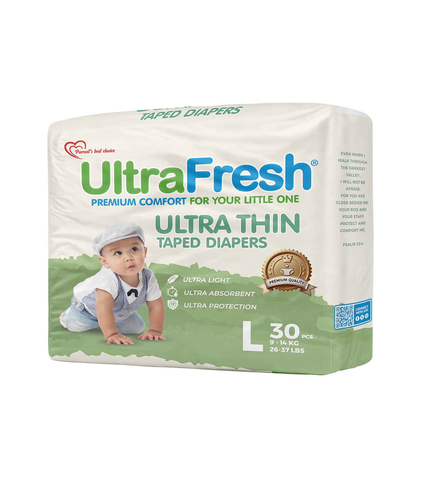 UltraFresh Ultra Thin Taped Diapers - 30 Pieces Large