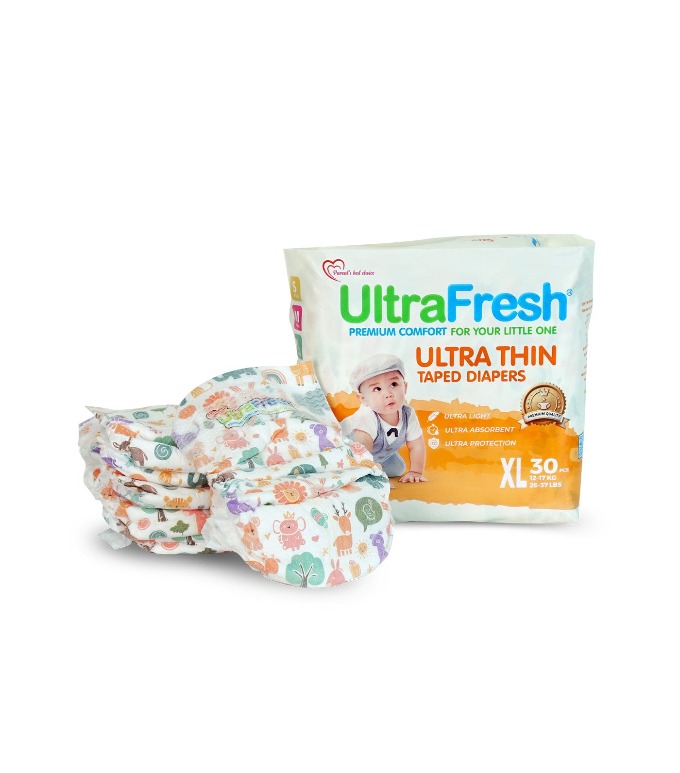 UltraFresh Ultra Thin Taped Diapers - 30 Pieces Extra Large