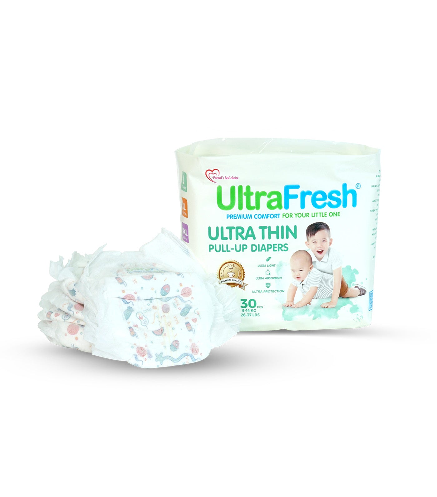 UltraFresh Ultra Thin Pull-Up Diapers - 30 Pieces Large
