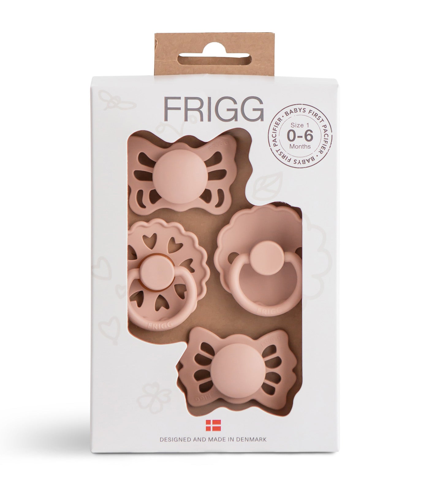 FRIGG Baby's First Pacifier 4-Pack - Floral Heart Blush