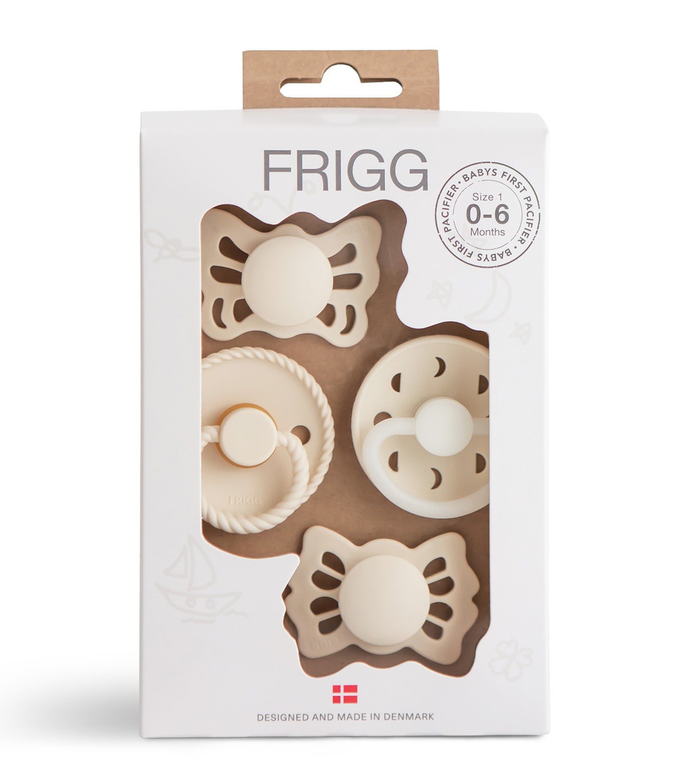 FRIGG Baby's First Pacifier 4-Pack - Moonlight Sailing Cream