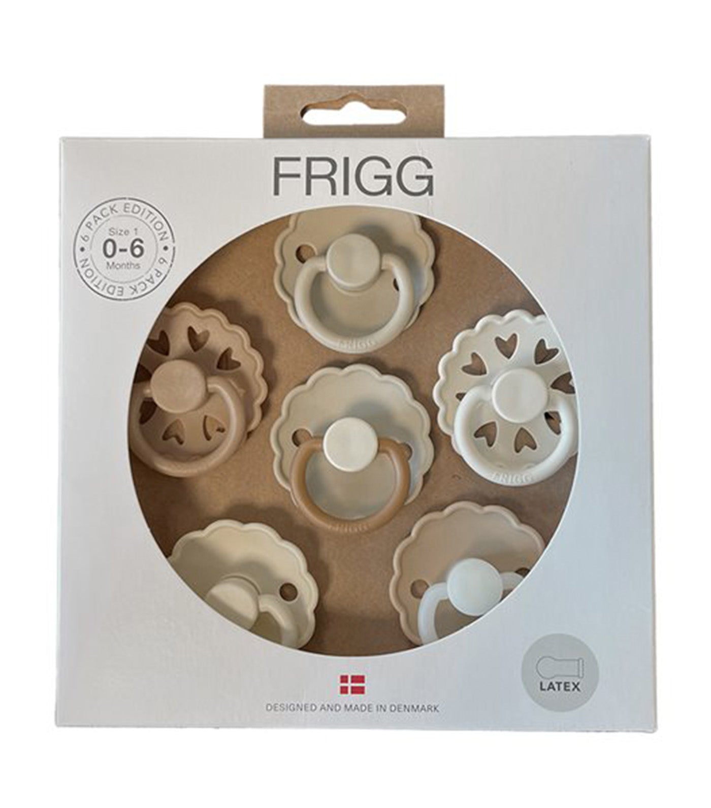 FRIGG 6-Pack Pacifiers - Round Latex - Cinnamon Charm