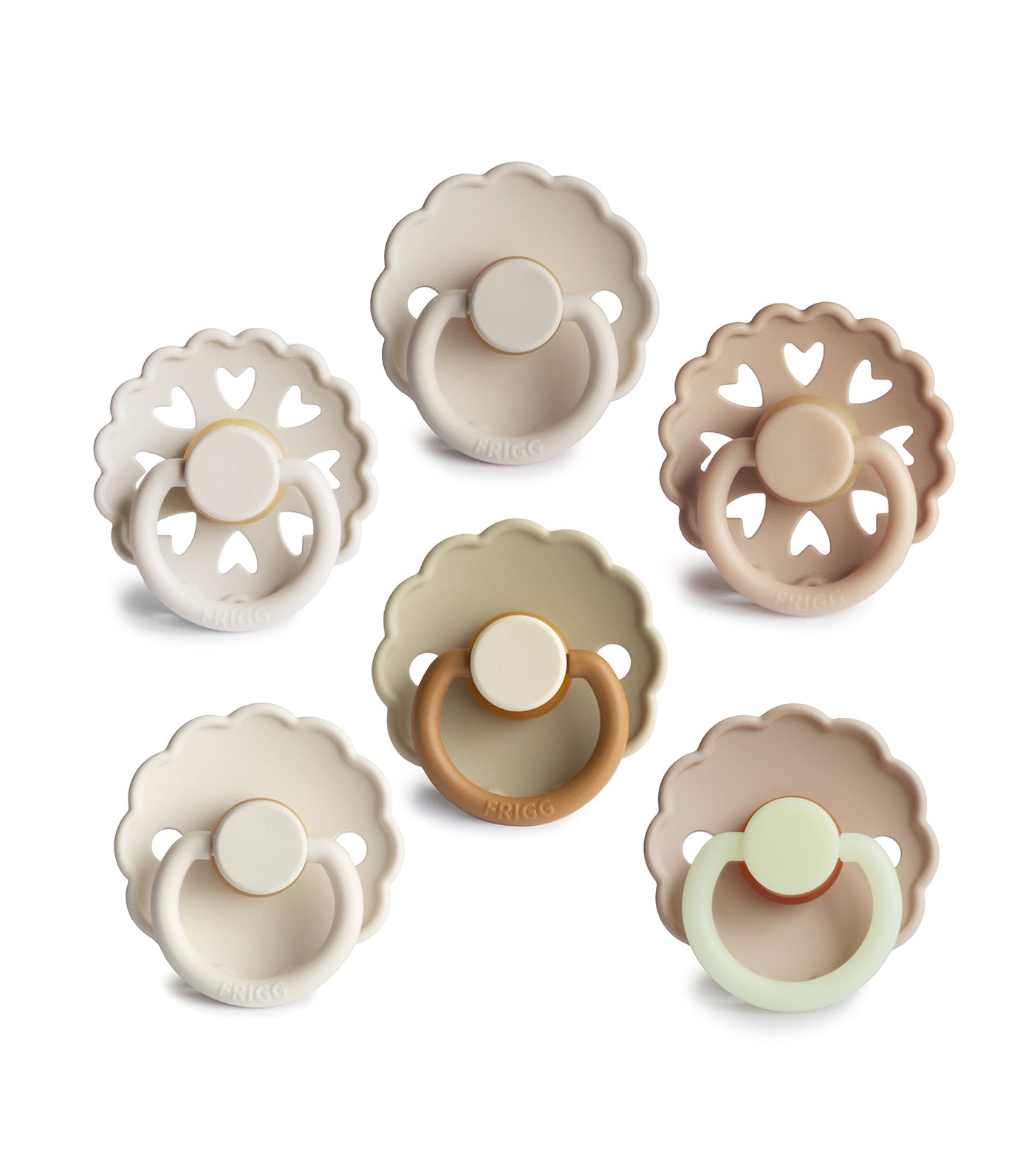 FRIGG 6-Pack Pacifiers - Round Latex - Cinnamon Charm