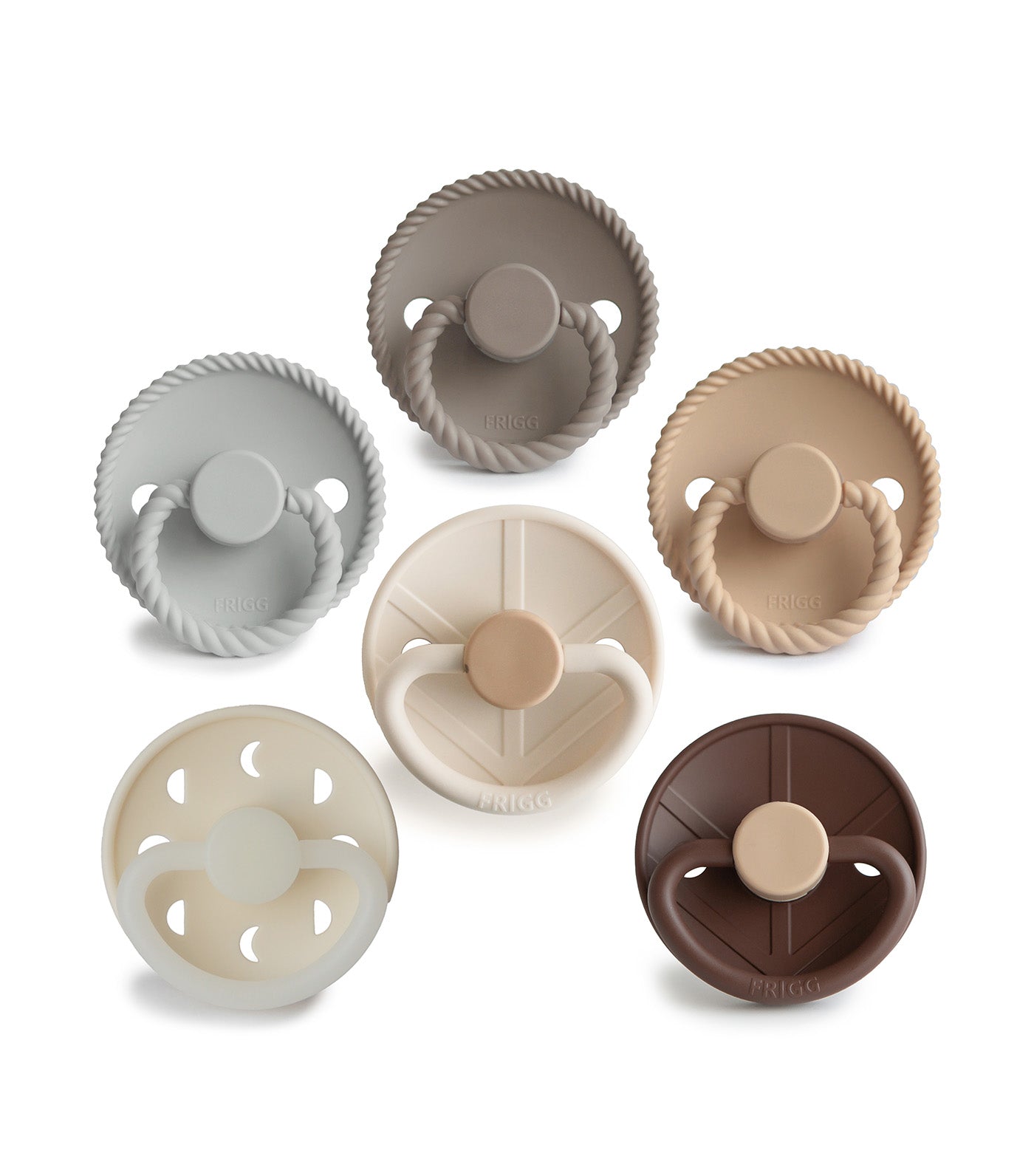 FRIGG 6-Pack Pacifiers - Round Silicone - Earthy Wonder