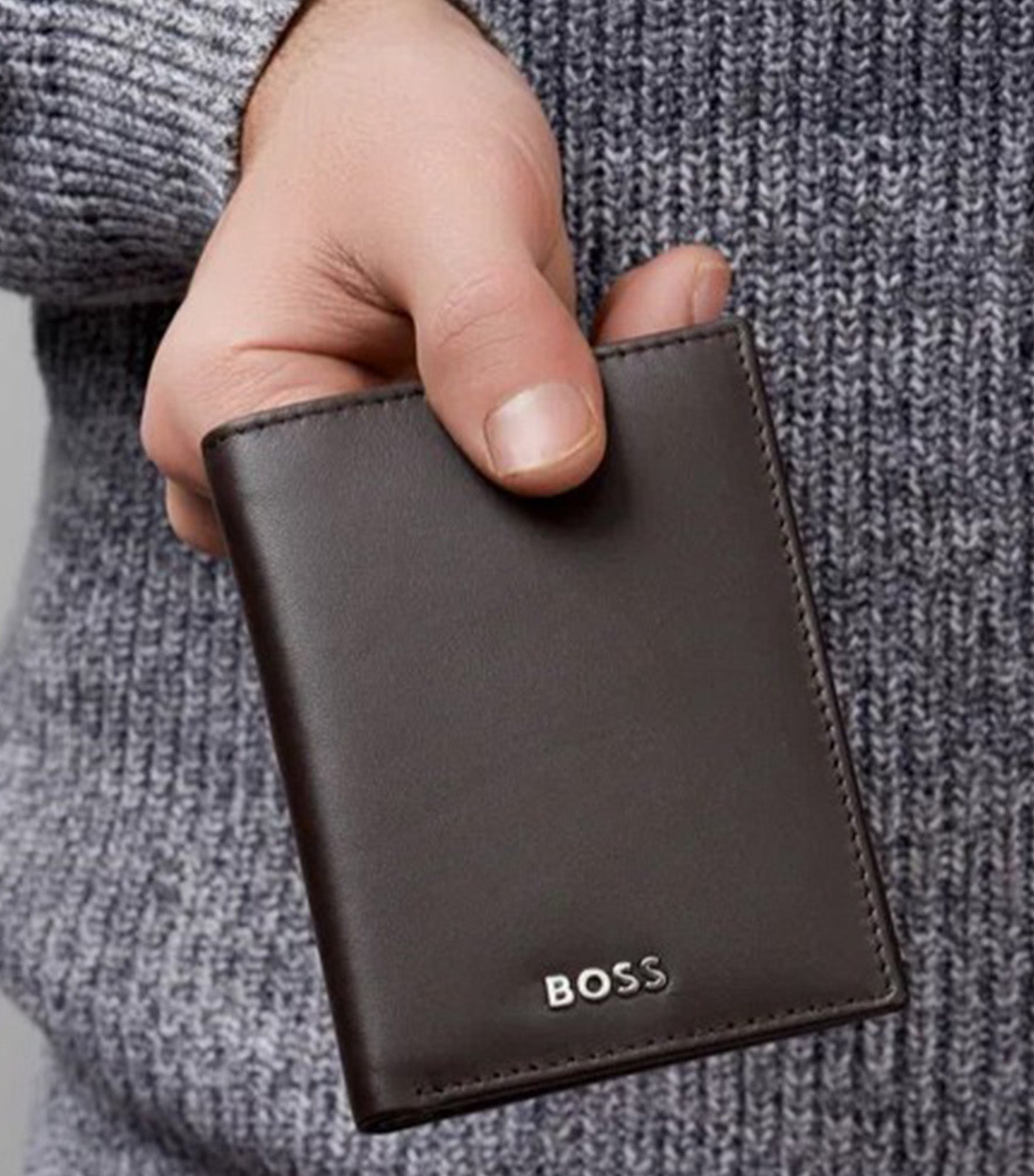 Folding Card Holder Classic Smooth Brown