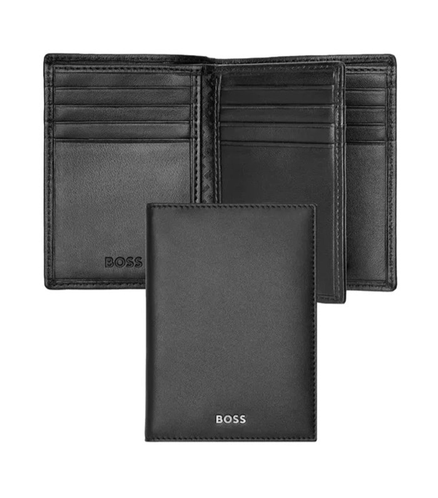 Card Holder Trifold Classic Smooth Black