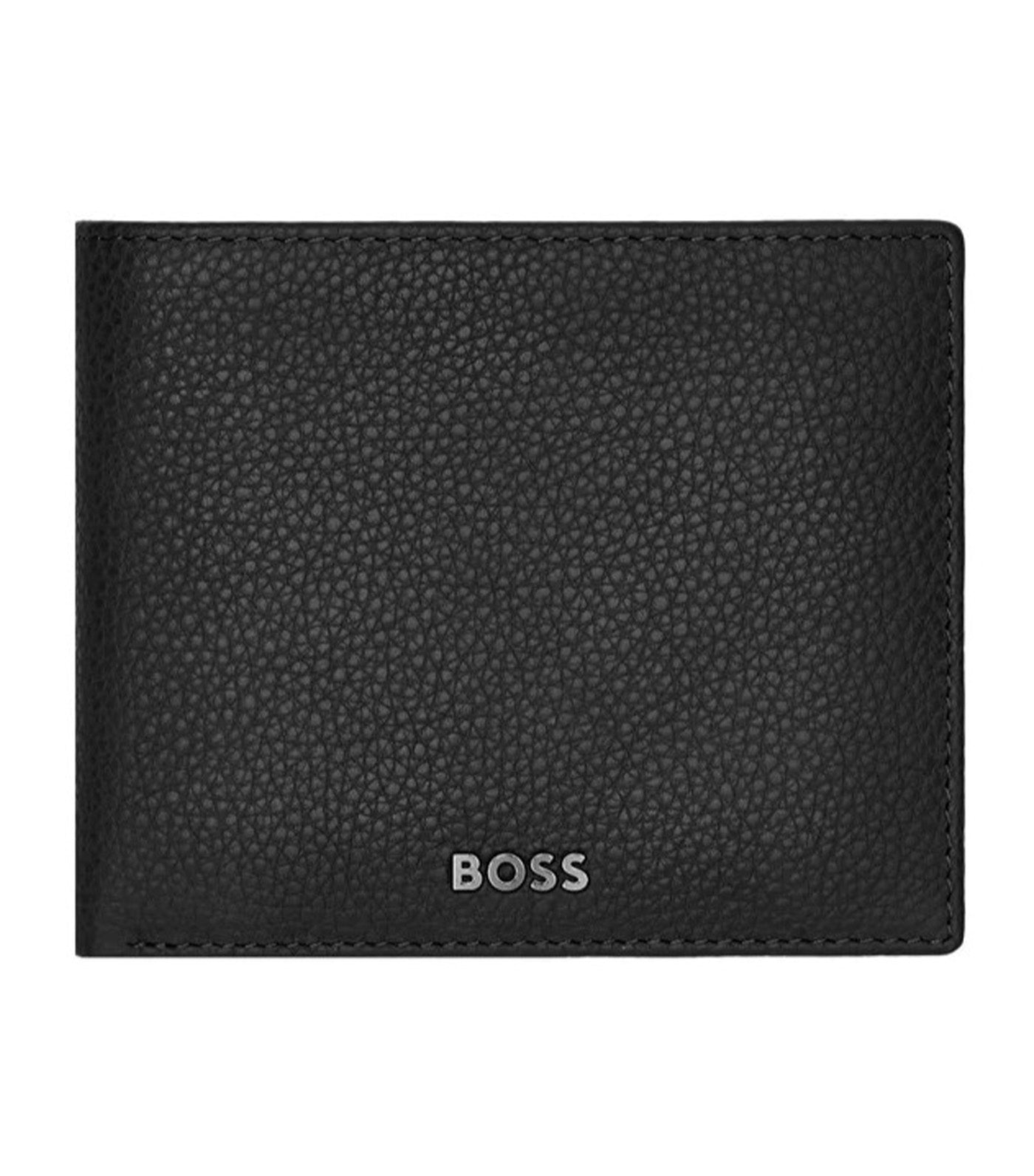 Money Wallet with Flap Classic Grained Black