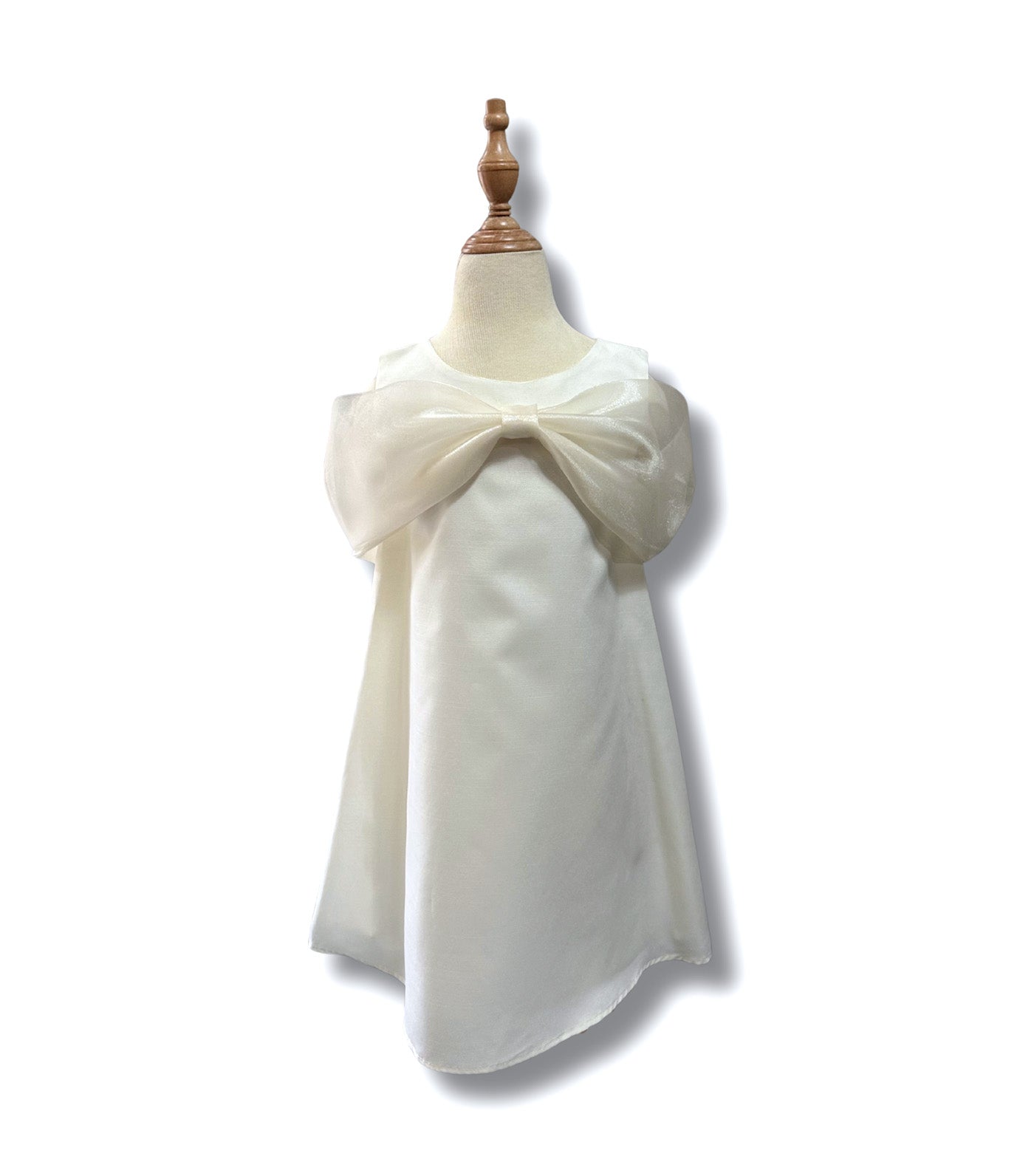 Julienne A-Line Dress with Organza Bow Ecru