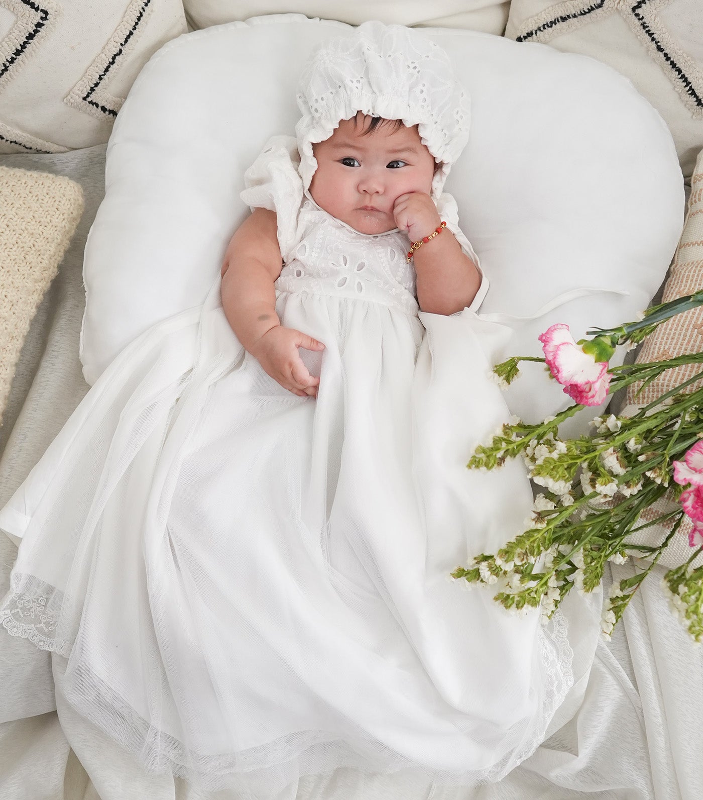 Piccoli Sabine Baptismal Tie Gown White
