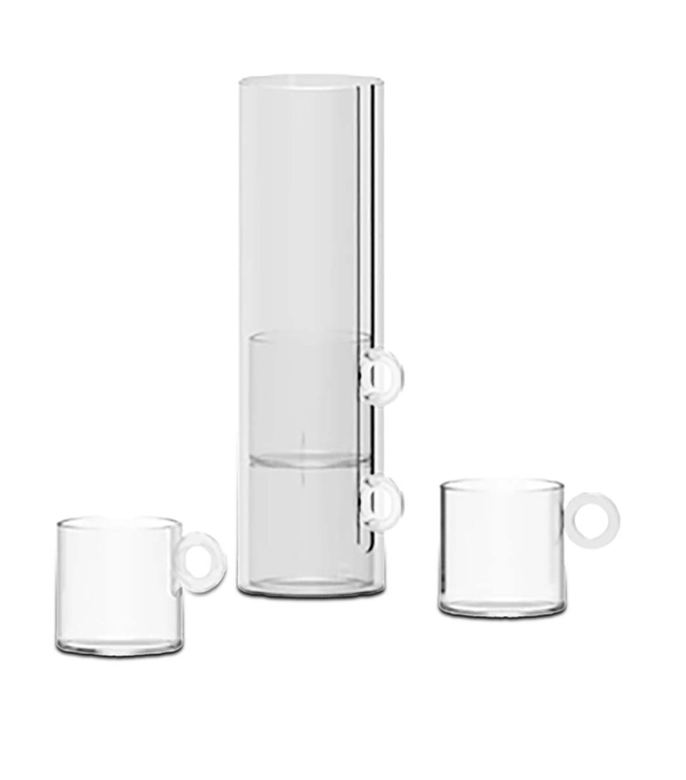 WD Lifestyle Olimpia Set 4 Cups in Borosilicate Glass with Ring Sleeve White