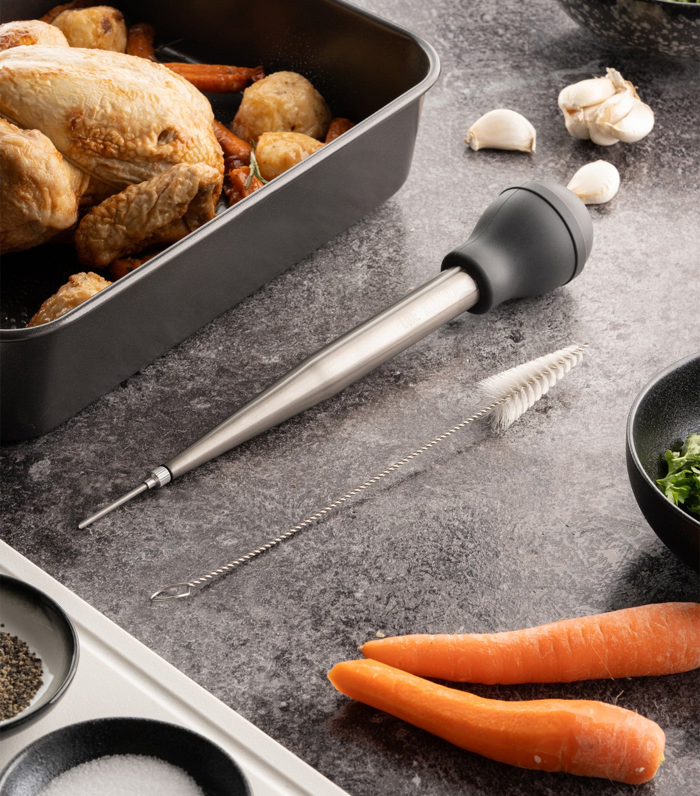 Stainless Steel Baster with Cleaning Brush