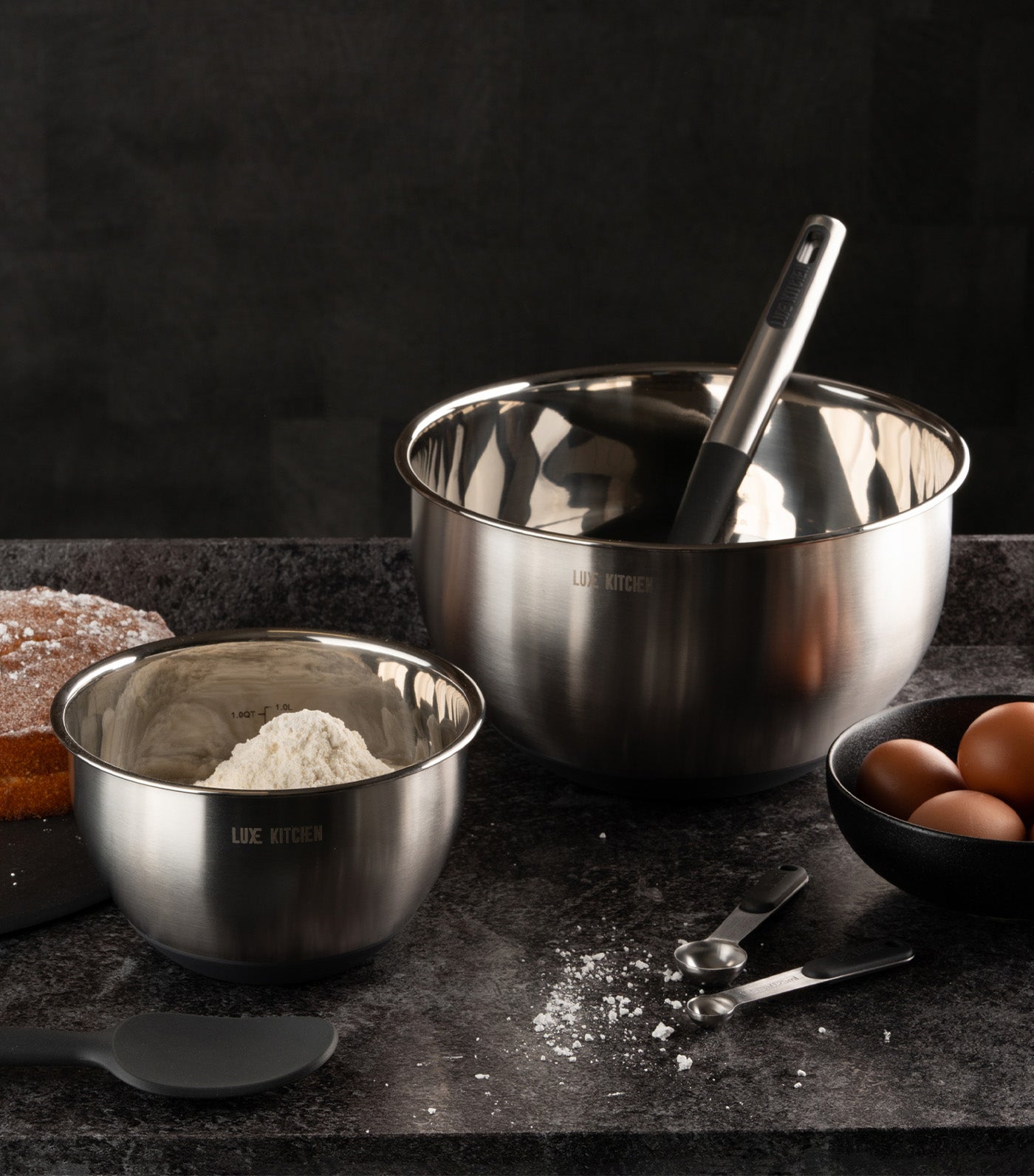 Stainless Steel Set of 2 Mixing Bowls