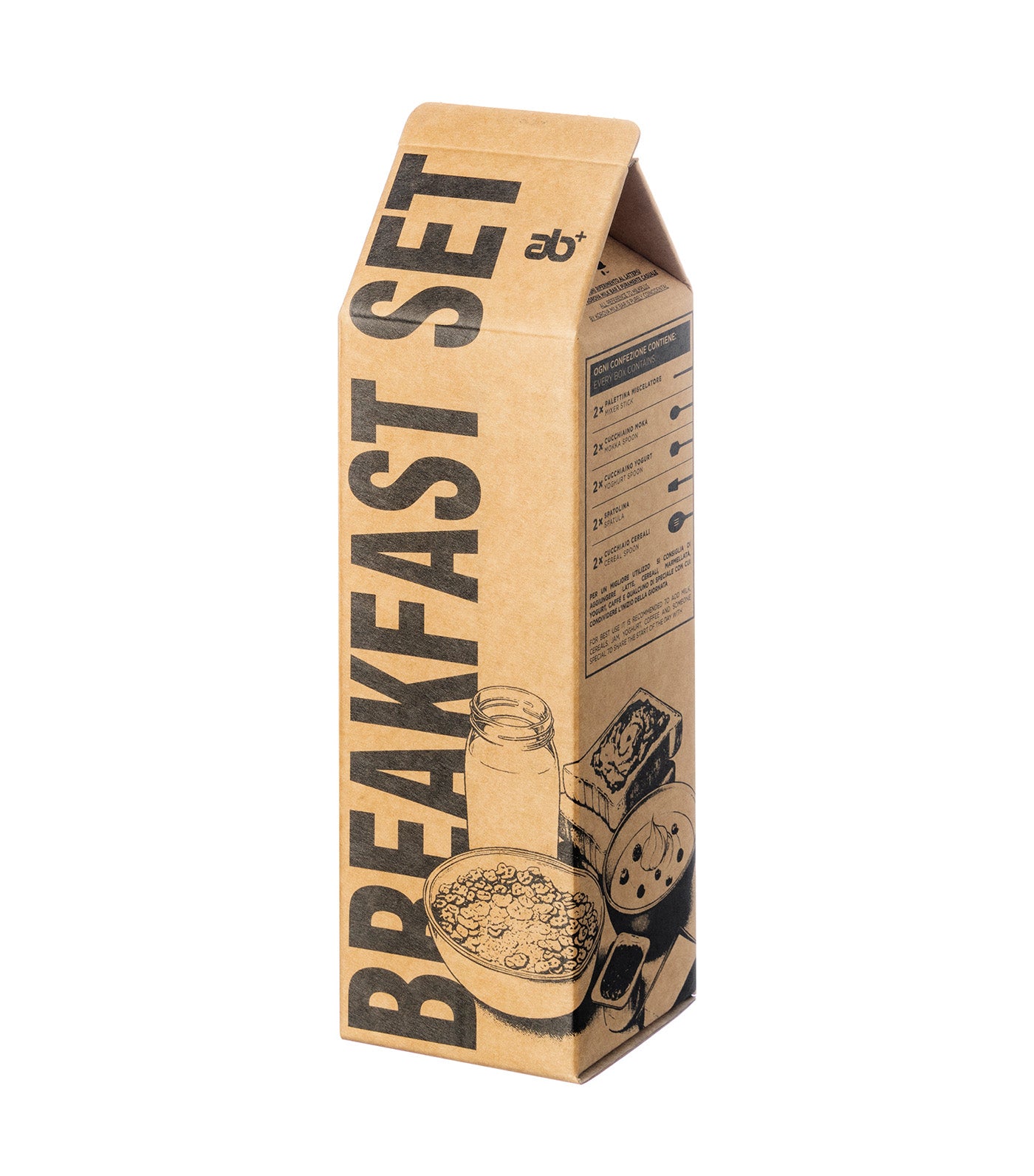 Break&Fast 10-Piece Set, Stainless Steel 18/10, Milk Carton Style Avana Box