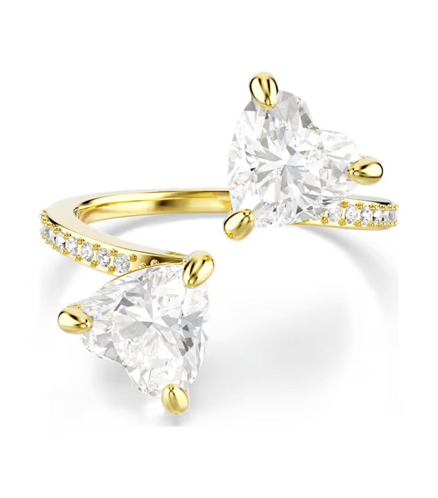 Mesmera Open Ring Heart Cut, Pavé, White, Gold-Tone Plated