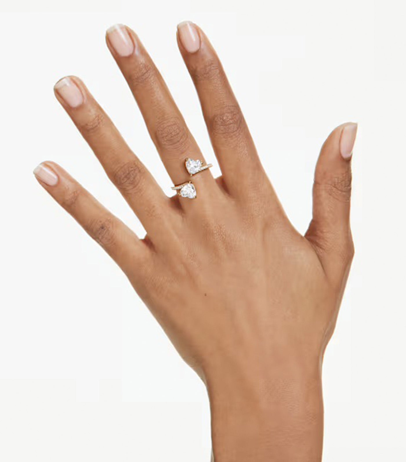 Mesmera Open Ring Heart Cut, Pavé, White, Gold-Tone Plated