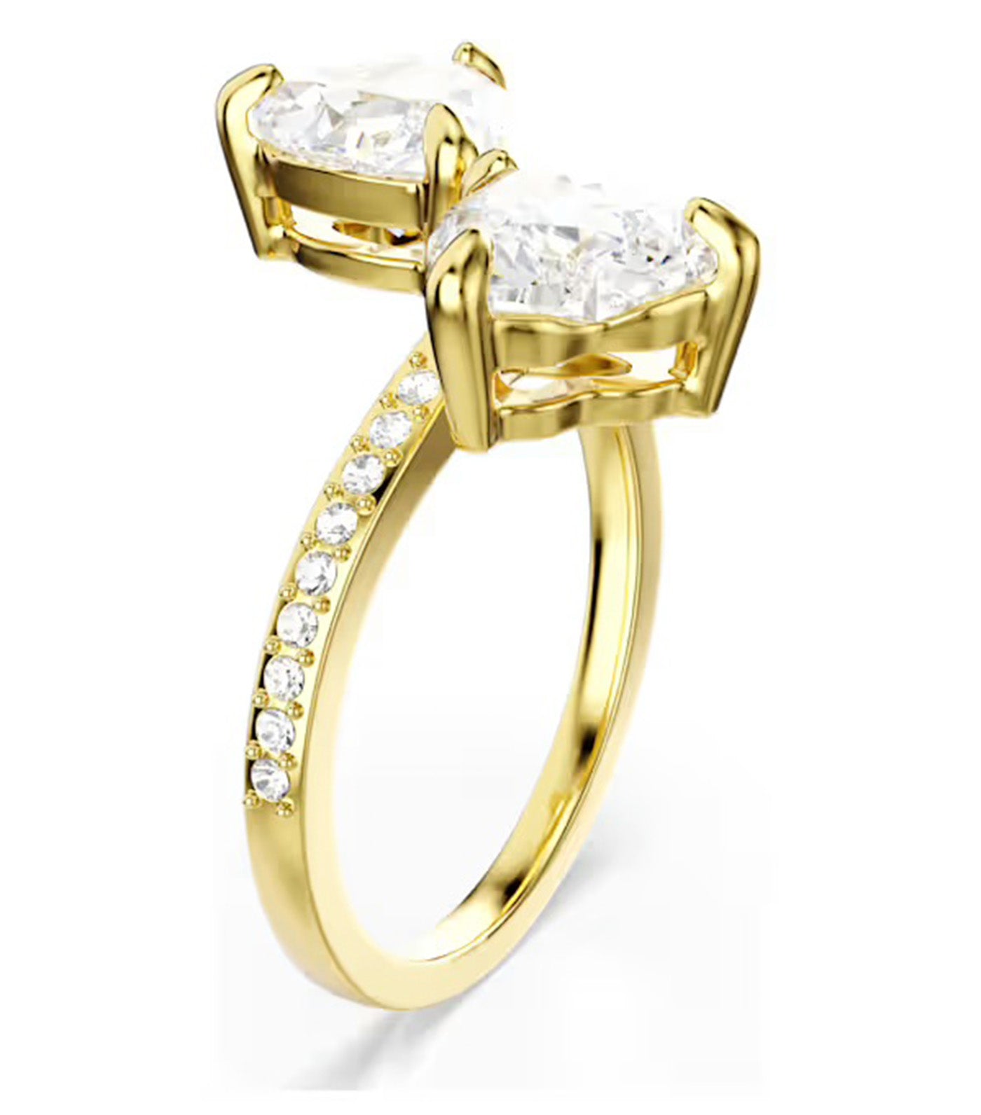 Mesmera Open Ring Heart Cut, Pavé, White, Gold-Tone Plated