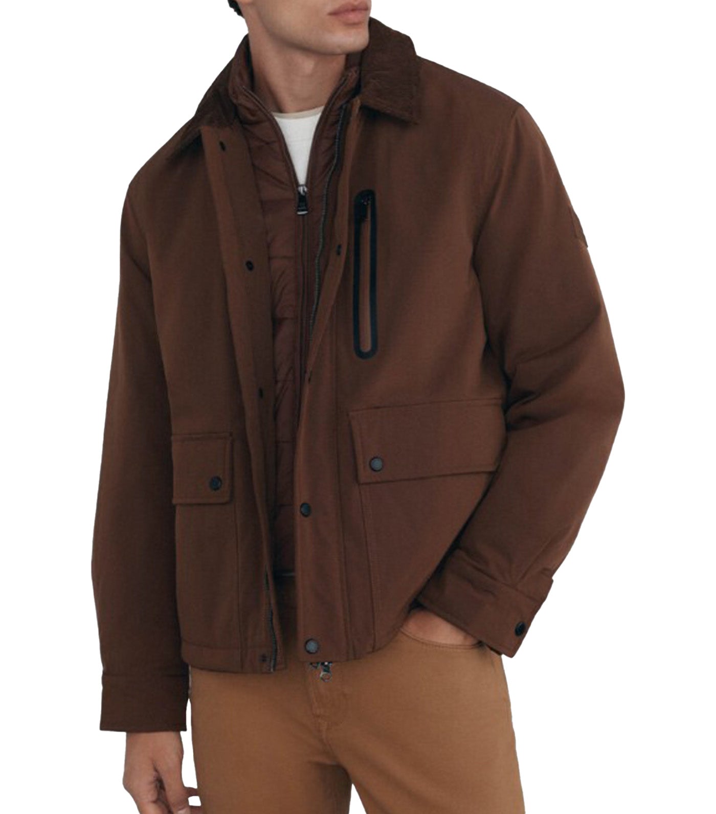 Corduroy Collar Jacket Brown