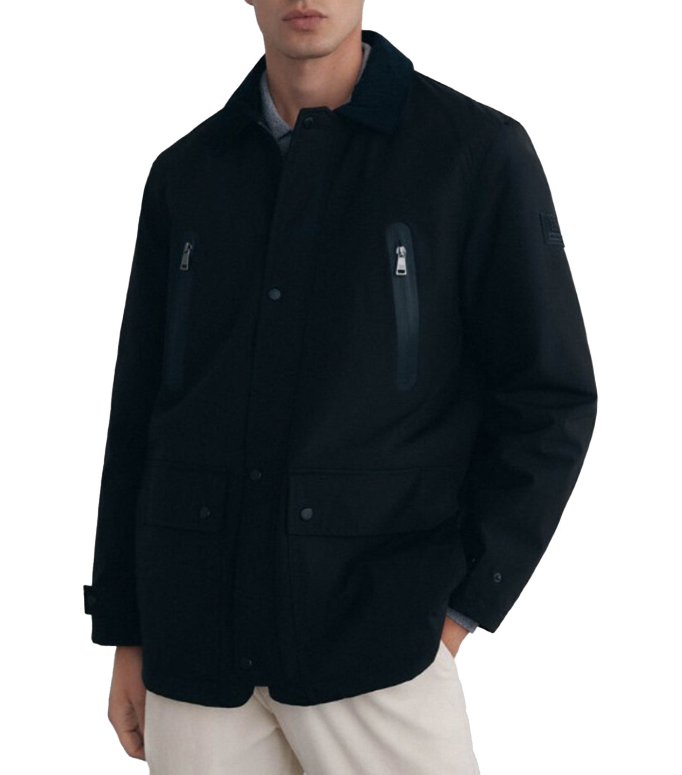 Water-Repellent Zippered Jacket Black