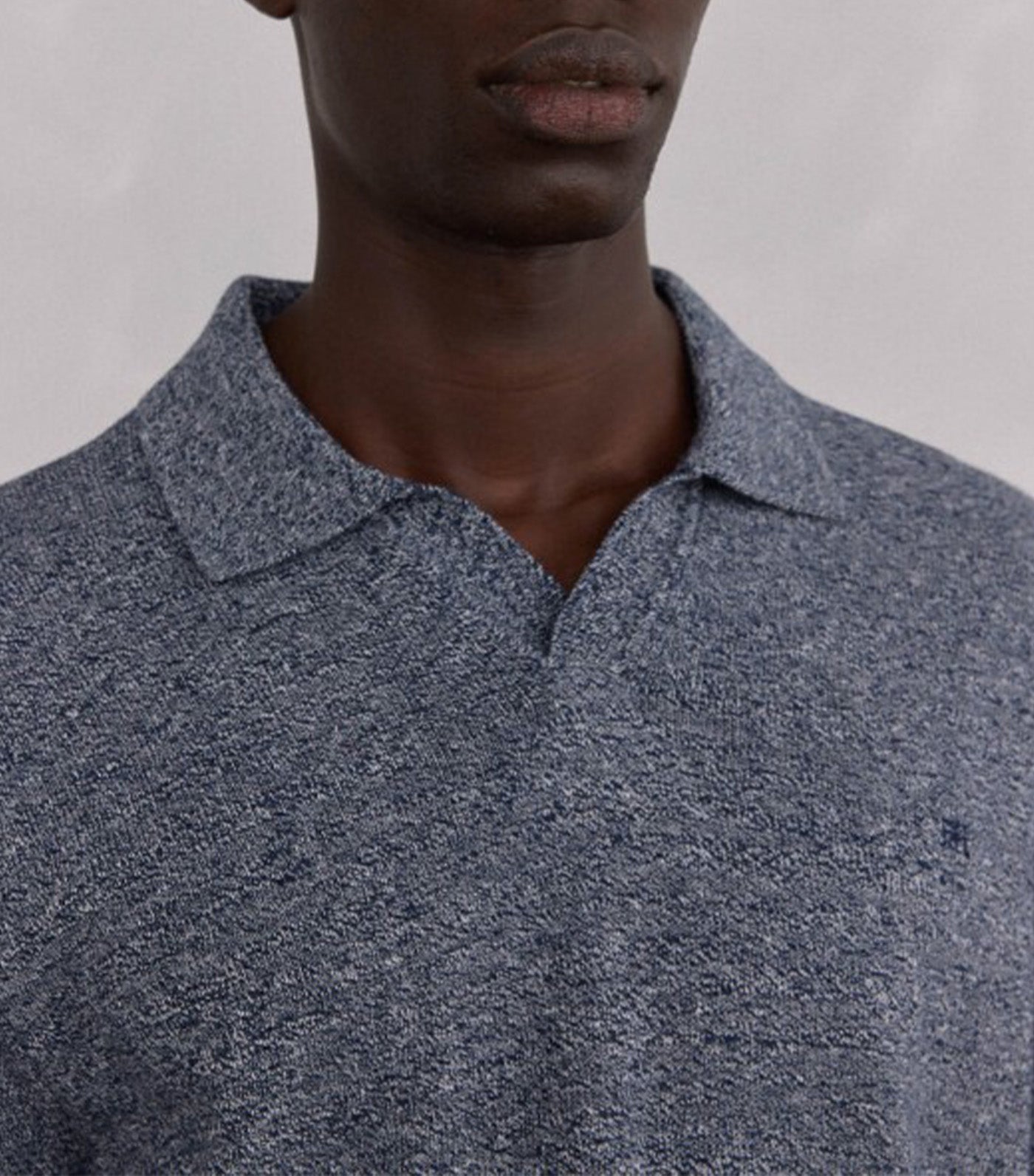 Plain Twist Necklace Polo Shirt Navy