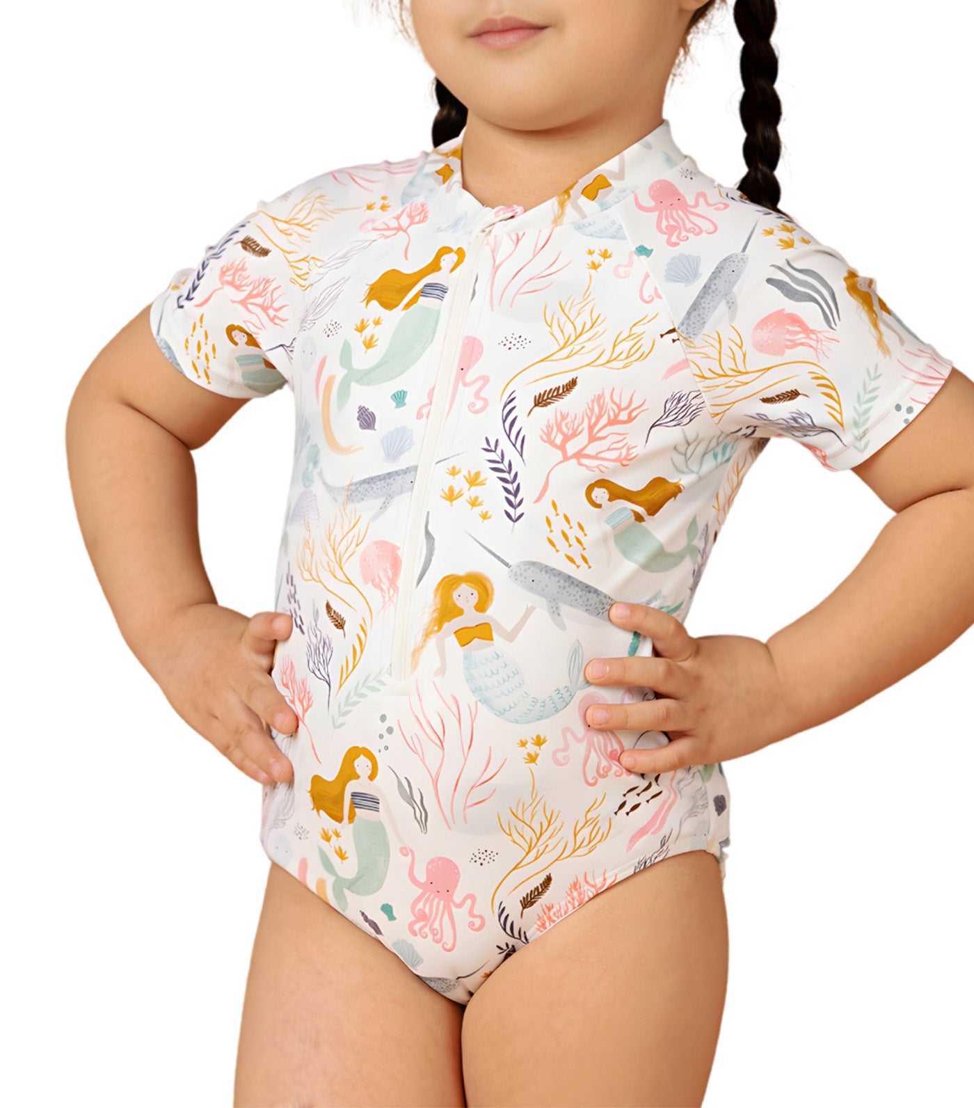 Little Maris Short Sleeves Rashguard Octopus Print