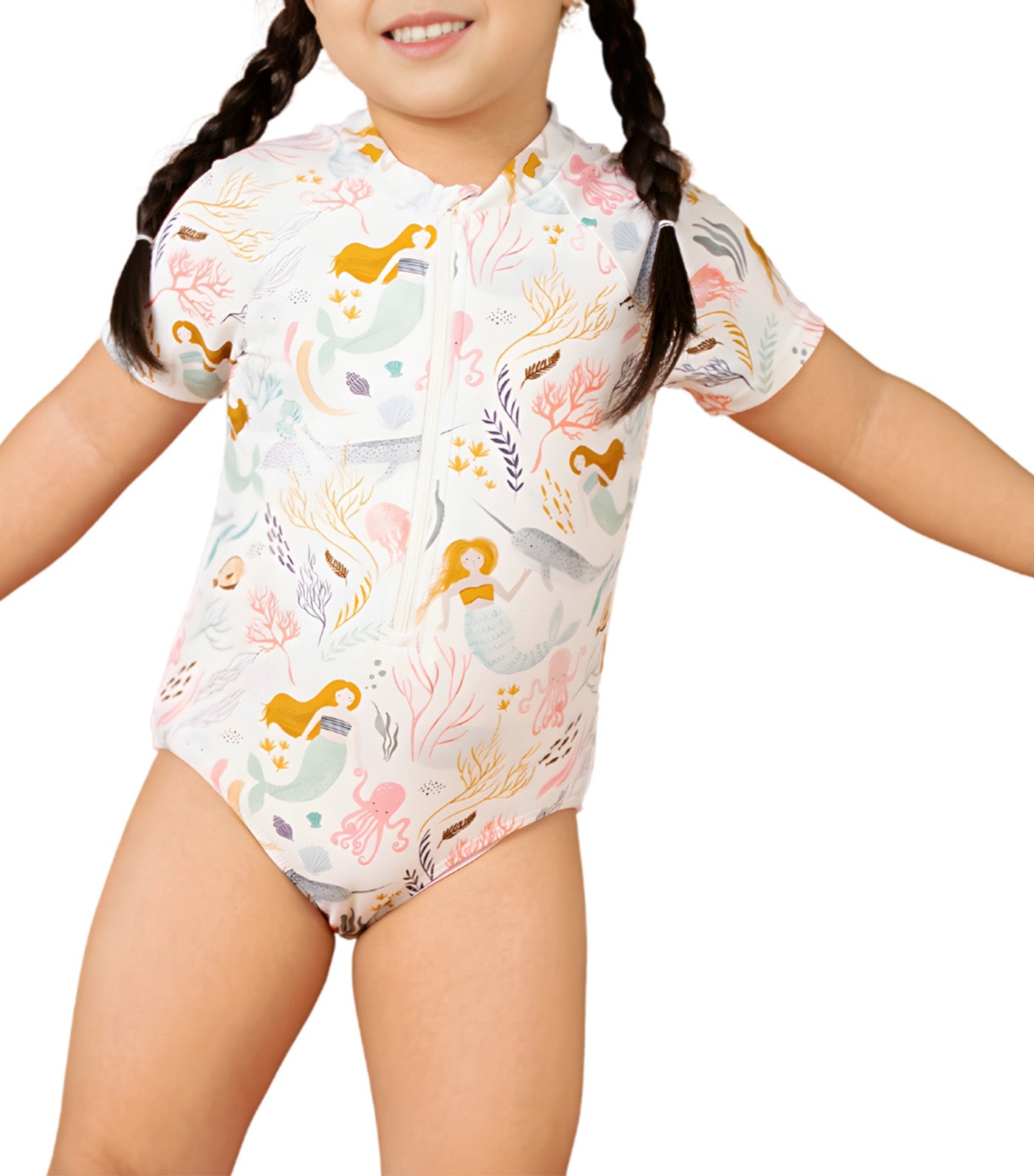 Little Maris Short Sleeves Rashguard Octopus Print
